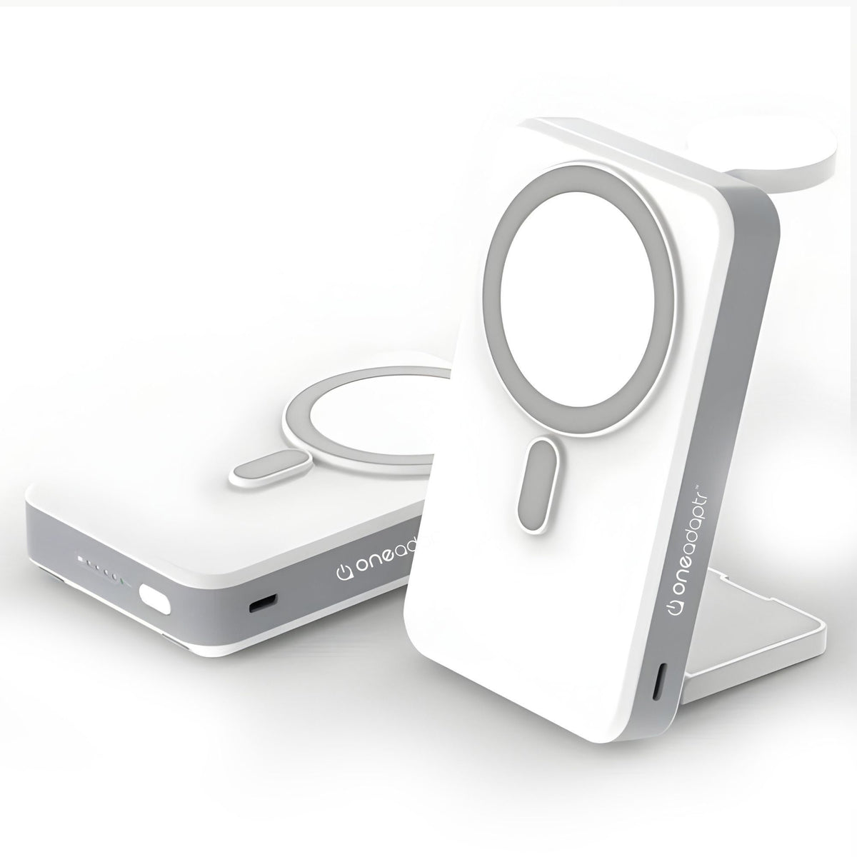OneAdaptr OneGo White 5 in 1 MagSafe Charging Stand Power Bank
