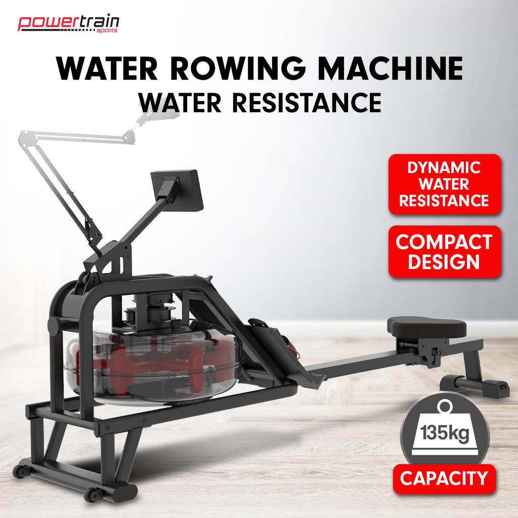 Powertrain 13L Water Resistance Rowing Machine Rower for Home Gym Cardio Fitness Equipment LCD Monitor