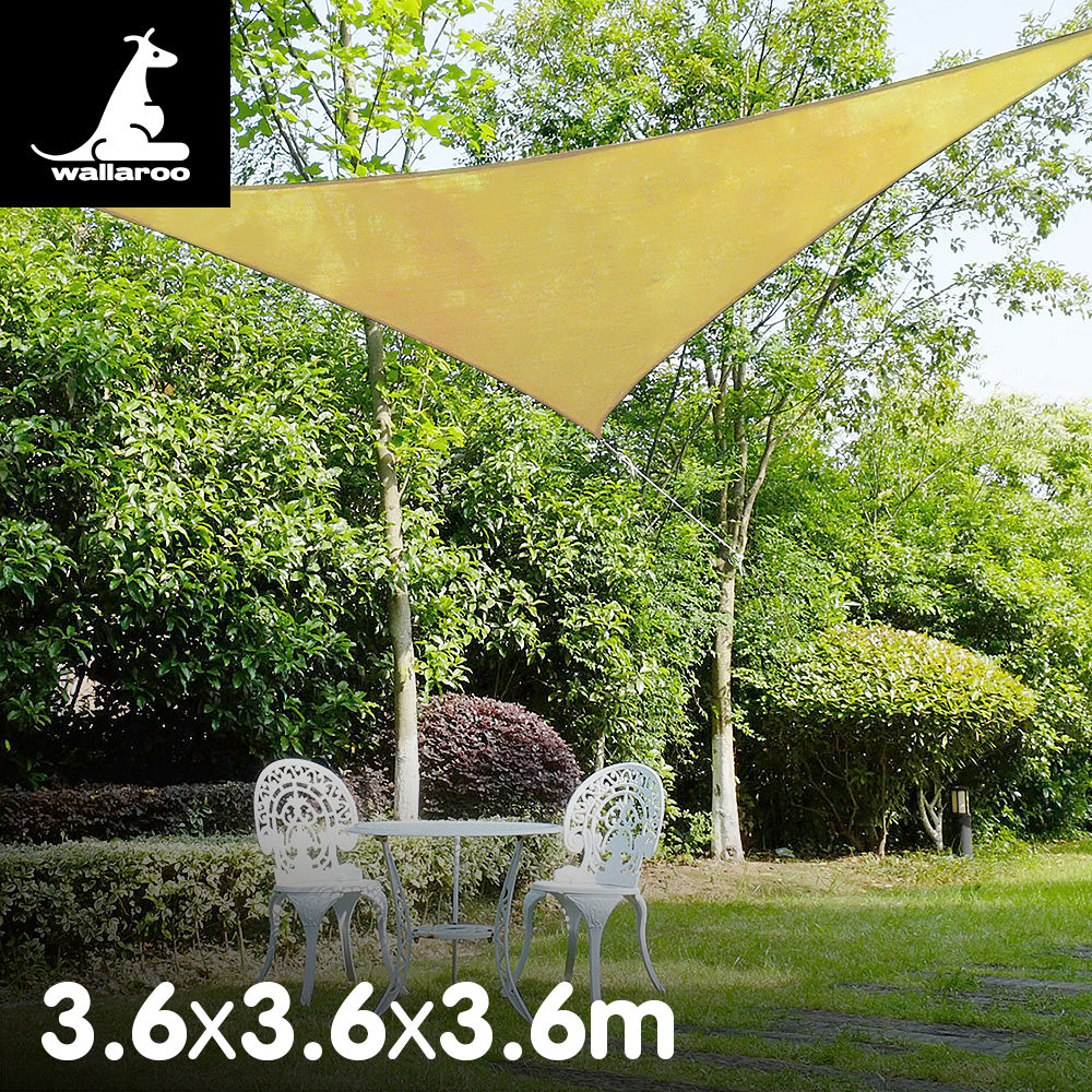 Wallaroo 3.6m Triangular Sun Shade Sail Canopy Sand Breathable UV Protection Outdoor Patio Garden Yard Cover