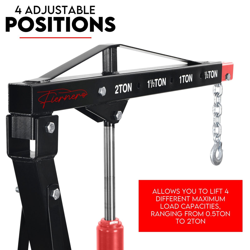 2 Ton Hydraulic Engine Crane Folding Hoist Stand Mobile Lifter Workshop Lift