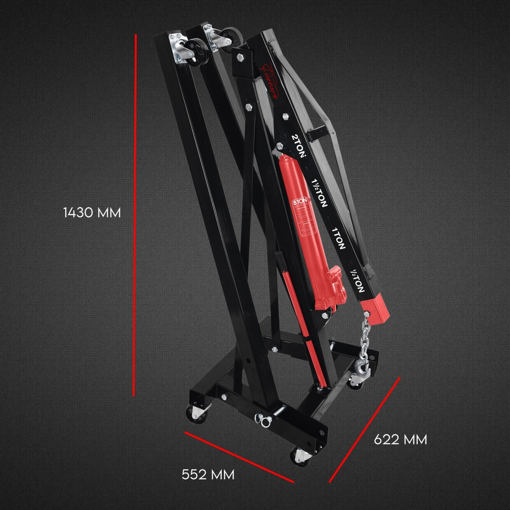 2 Ton Hydraulic Engine Crane Folding Hoist Stand Mobile Lifter Workshop Lift