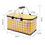 Collapsible Outdoor Camping Portable Insulated Picnic Basket Camping Picnic Ice Pack(Red Grid)