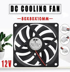 2Pcs 12V 8010 Dc Fan 2 Pin Brushless For Pc Computer Hydroponics Cooling Austock