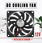 2Pcs 12V 8010 Dc Fan 2 Pin Brushless For Pc Computer Hydroponics Cooling Austock
