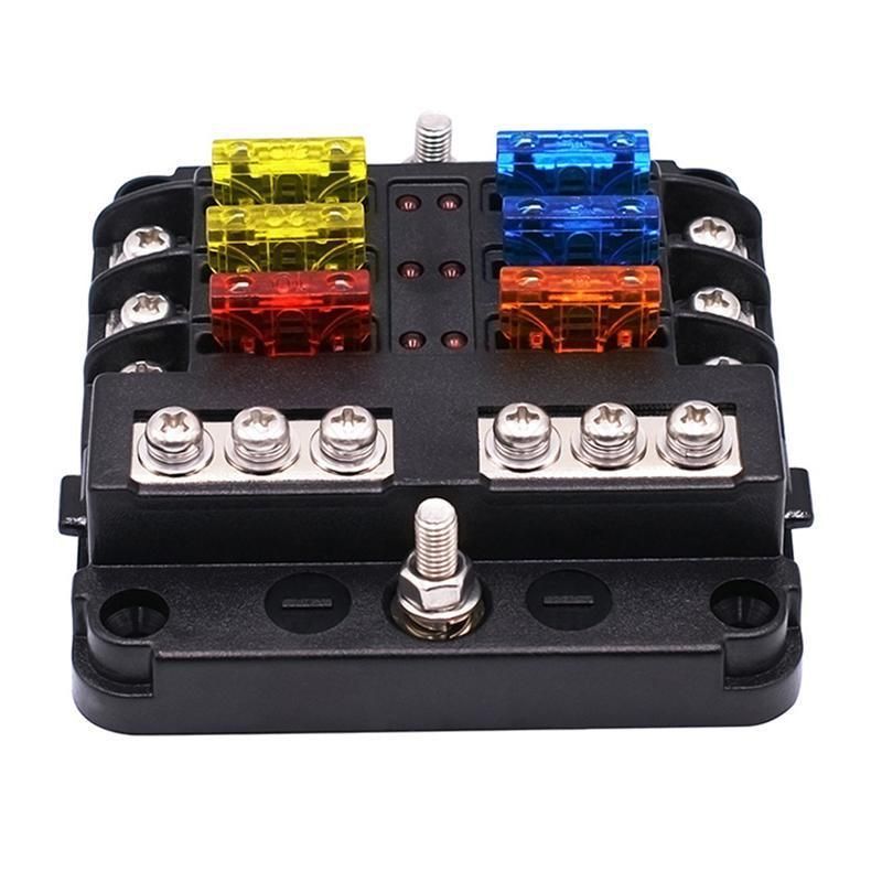 23PC 6 Way Blade Fuse Box Block Holder Indicator LED Light 12V/32V Car Marine