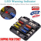 23PC 6 Way Blade Fuse Box Block Holder Indicator LED Light 12V/32V Car Marine