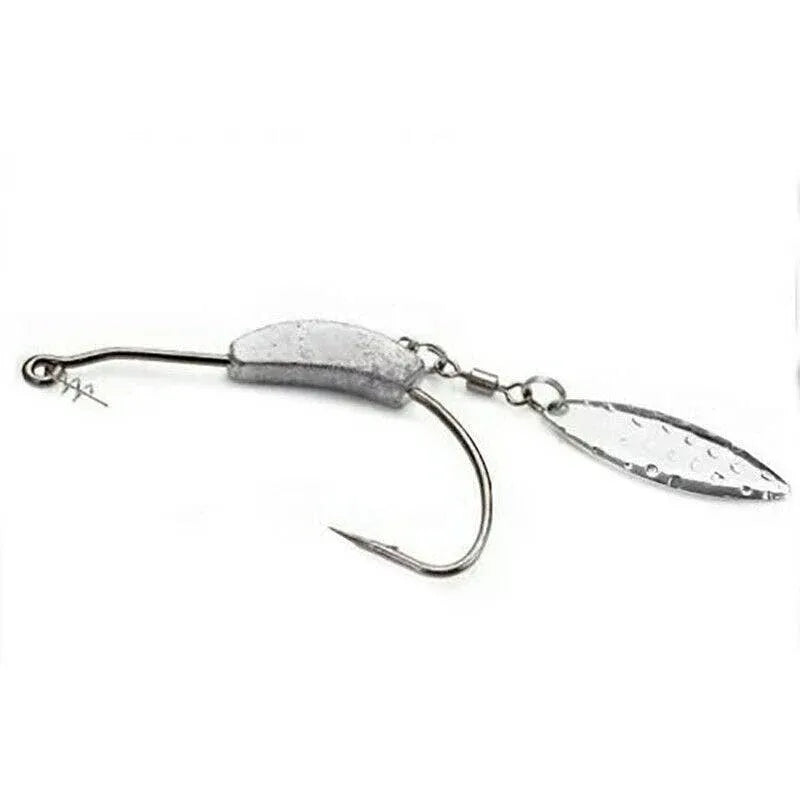 Weedless Jighead Hook Swimbait Worm Fishing Lure Wide Gap Single Barbed Spinner - 2/0#