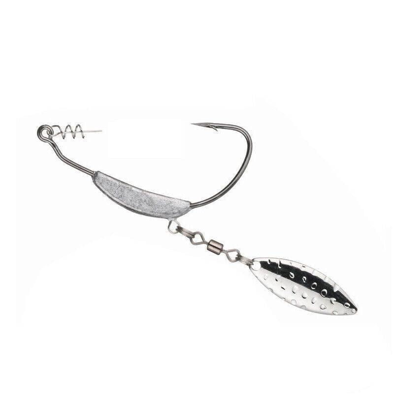 Weedless Jighead Hook Swimbait Worm Fishing Lure Wide Gap Single Barbed Spinner - 3/0#