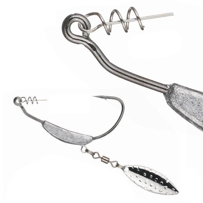Weedless Jighead Hook Swimbait Worm Fishing Lure Wide Gap Single Barbed Spinner - 3/0#