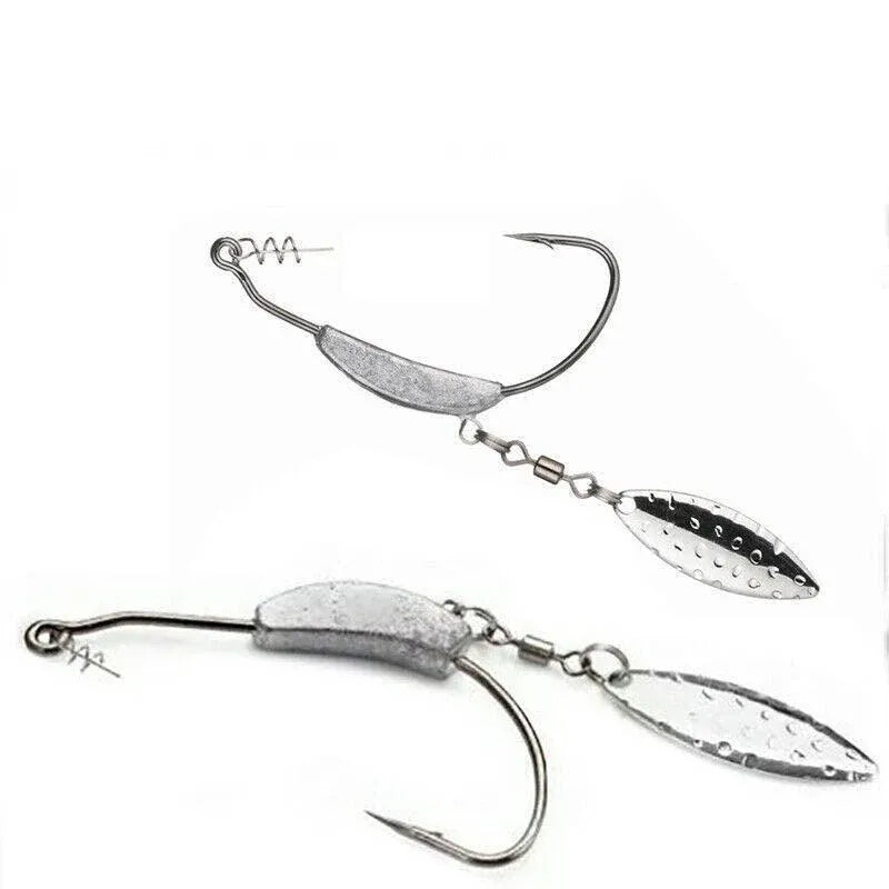 Weedless Jighead Hook Swimbait Worm Fishing Lure Wide Gap Single Barbed Spinner - 3/0#