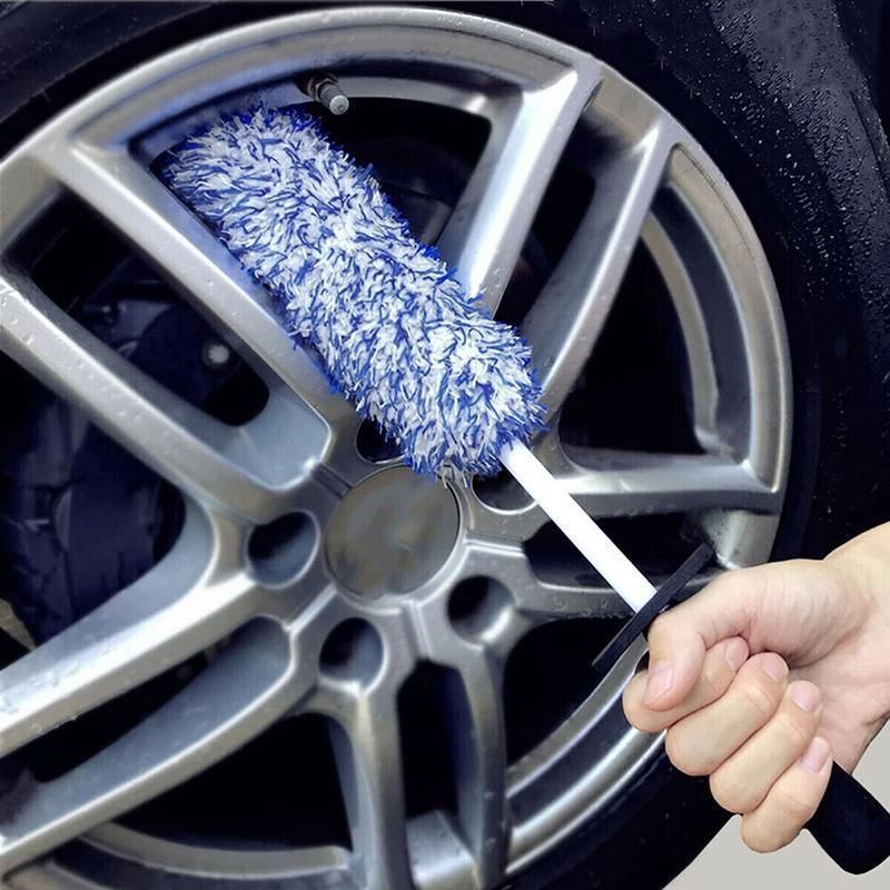 Car Wheel Cleaning Brush Tool Alloy Soft Bristle - Blue+White