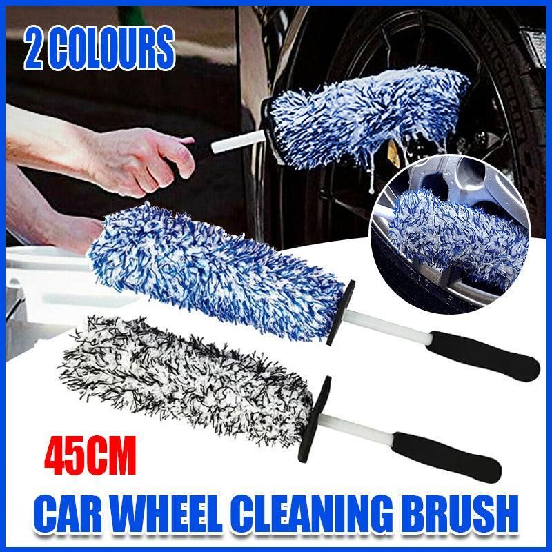 Car Wheel Cleaning Brush Tool Alloy Soft Bristle - Blue+White
