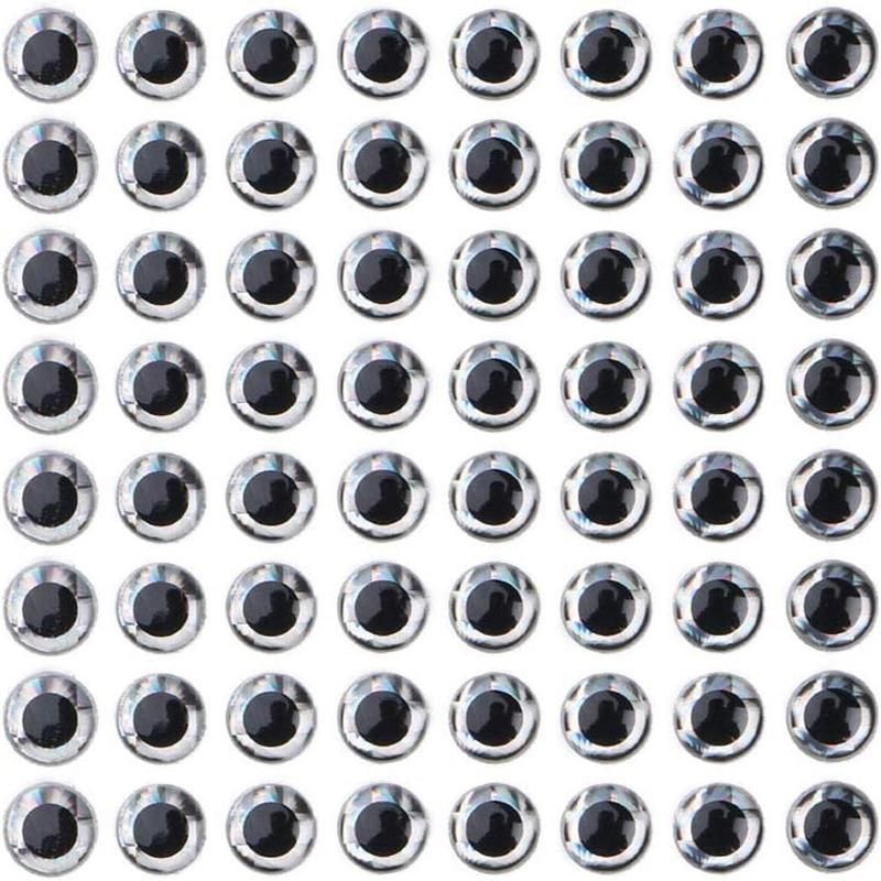 100PCS Fish Eyes 3D Holographic Lure Eyes Fly Tying Jigs Crafts Dolls - 100PCS / 5mm / Silver