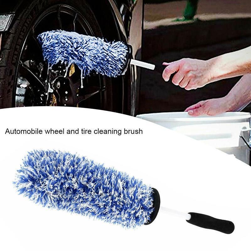Car Wheel Cleaning Brush Tool Alloy Soft Bristle - Black+White