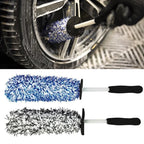 Car Wheel Cleaning Brush Tool Alloy Soft Bristle - Black+White