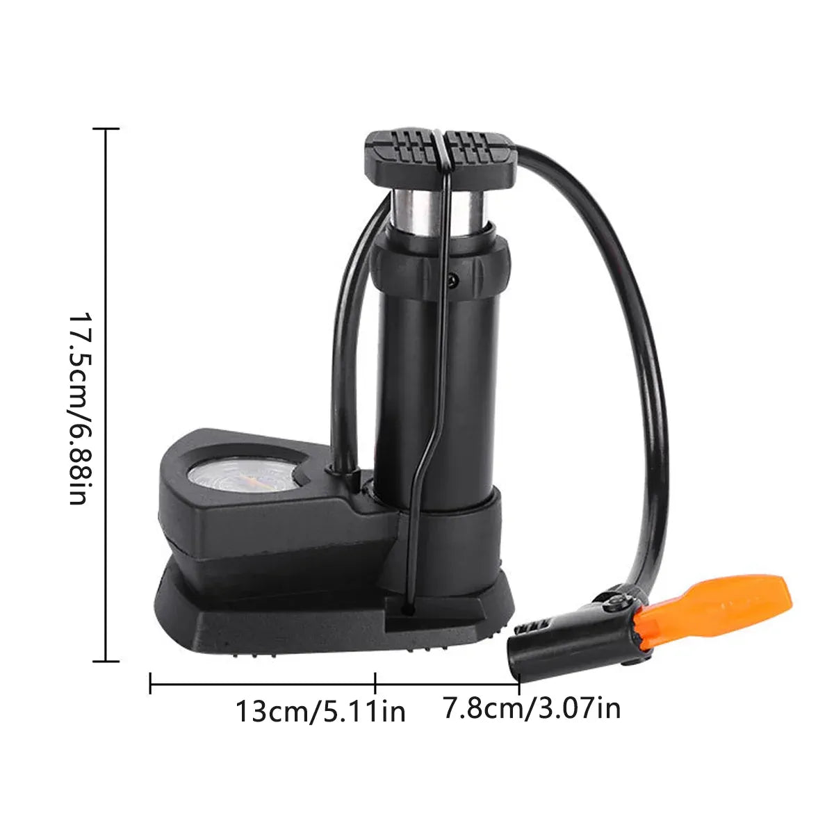 Foot Pedal Air Pump Mini Aluminium 160PSI Gauge Bike Motorcycle Car