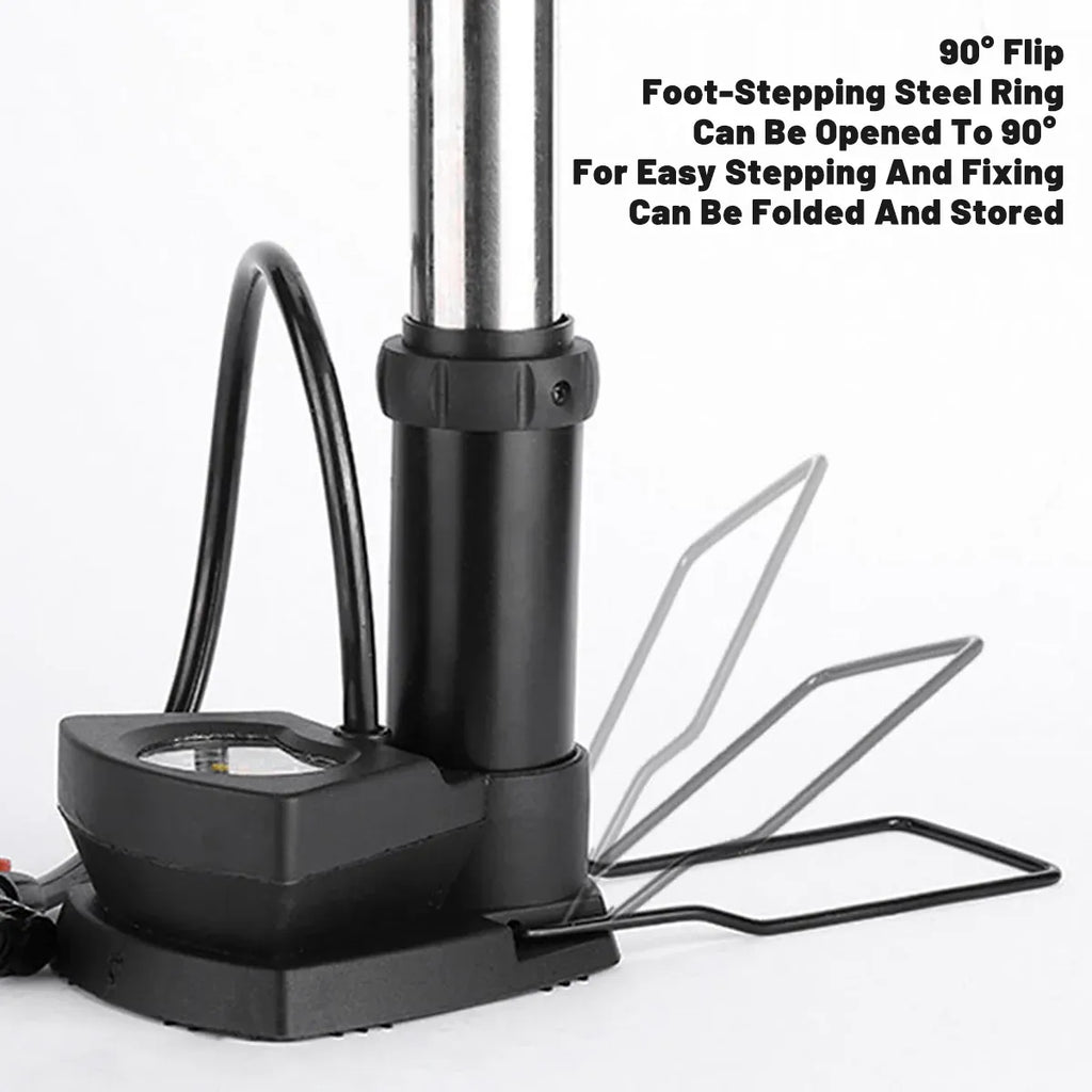 Foot Pedal Air Pump Mini Aluminium 160PSI Gauge Bike Motorcycle Car