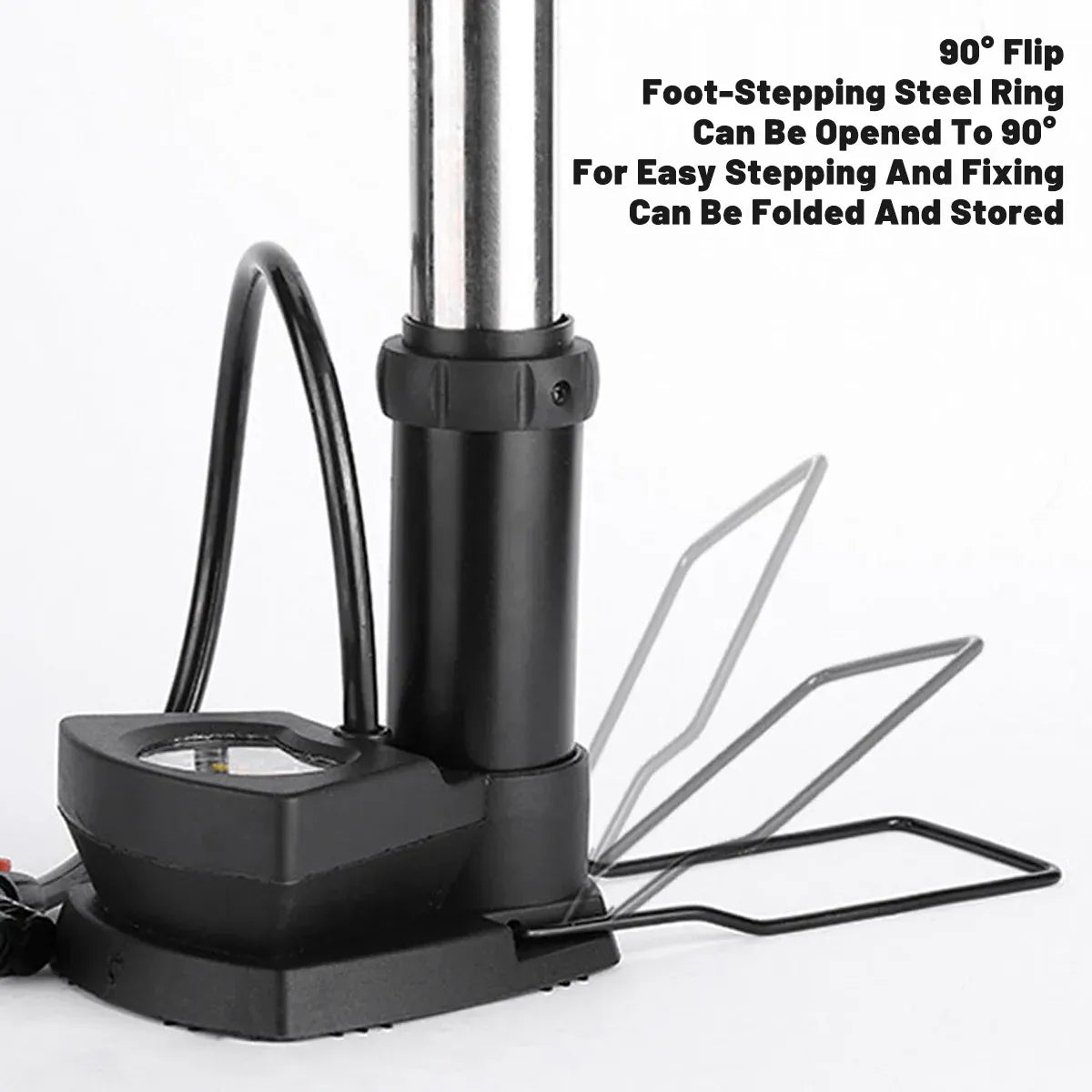 Foot Pedal Air Pump Mini Aluminium 160PSI Gauge Bike Motorcycle Car