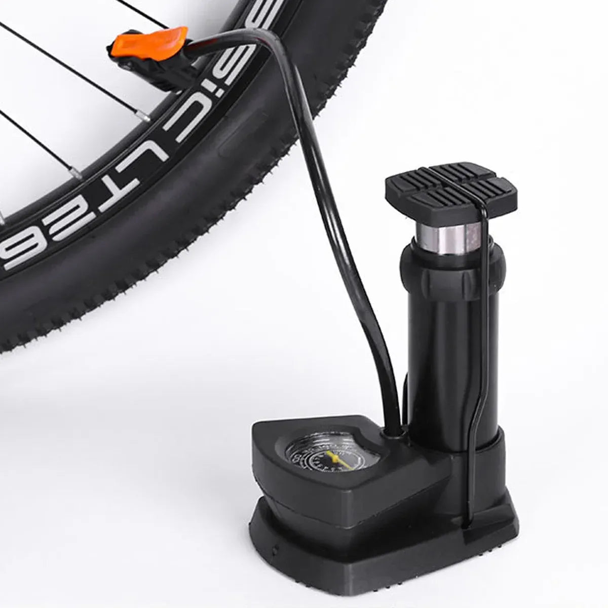 Foot Pedal Air Pump Mini Aluminium 160PSI Gauge Bike Motorcycle Car