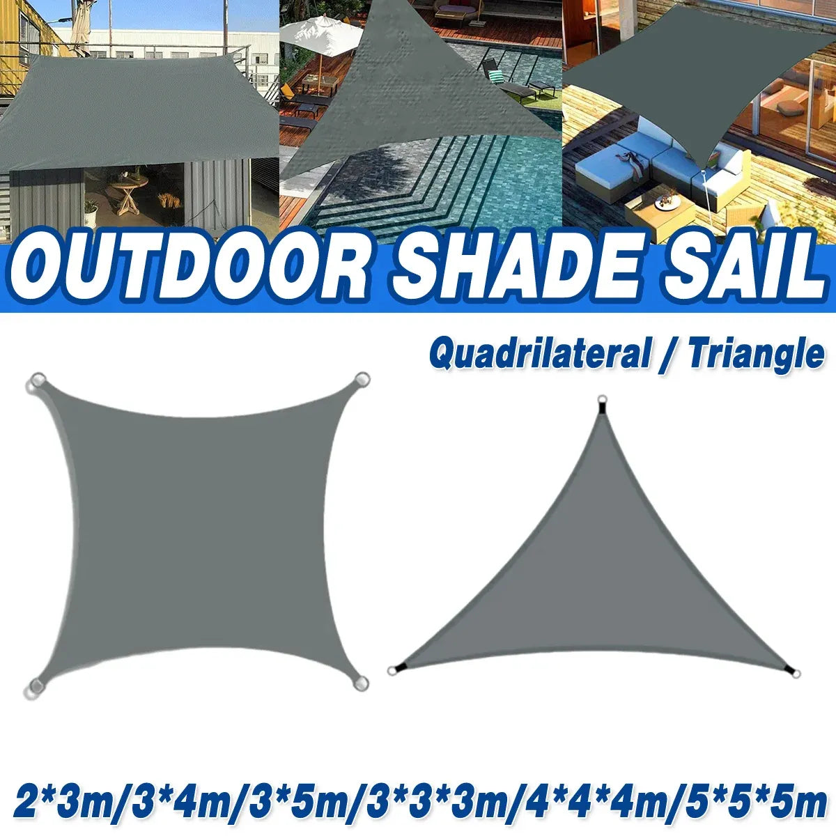 Waterproof Outdoor Shade Sail Garden Sun Canopy UV Protection Patio Awning Cloth - 4x4x4m Triangle