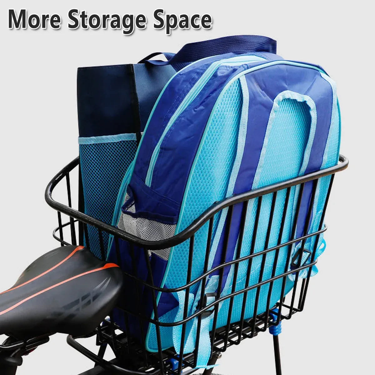 Bike Rear Basket Bicycle Back Schoolbag Holder Rear Mounted Bike Storage Carrier