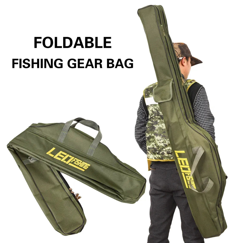 150cm Portable Foldable Fishing Rod Carrier Fish Pole Tools Storage Bag Case - Black