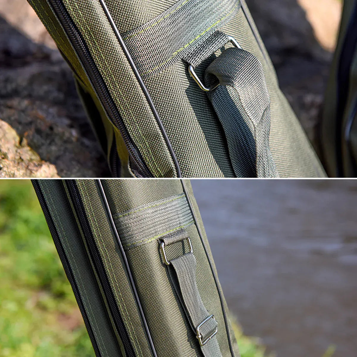 150cm Portable Foldable Fishing Rod Carrier Fish Pole Tools Storage Bag Case - Green
