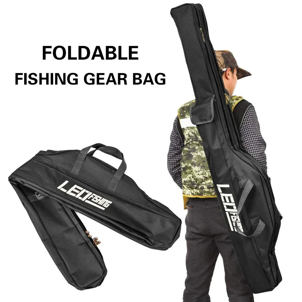 150cm Portable Foldable Fishing Rod Carrier Fish Pole Tools Storage Bag Case - Green