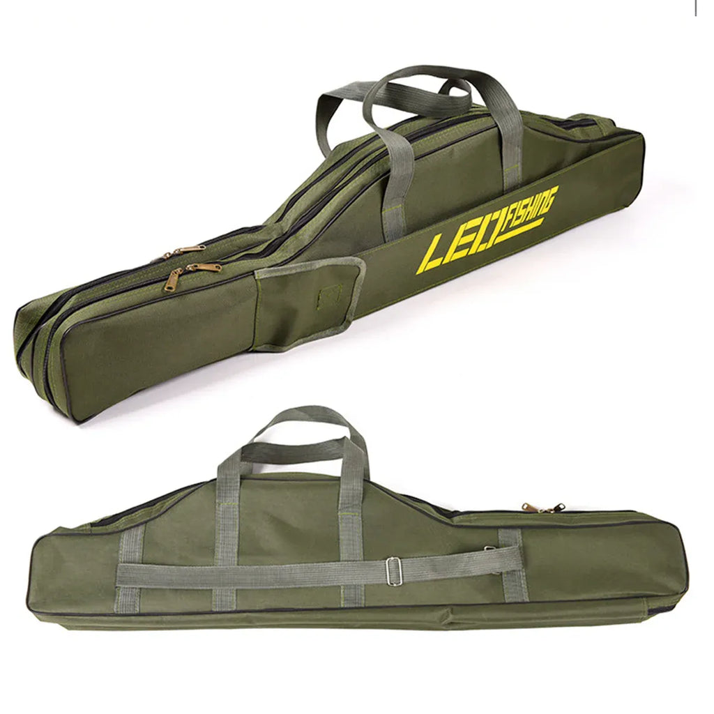 150cm Portable Foldable Fishing Rod Carrier Fish Pole Tools Storage Bag Case - Green
