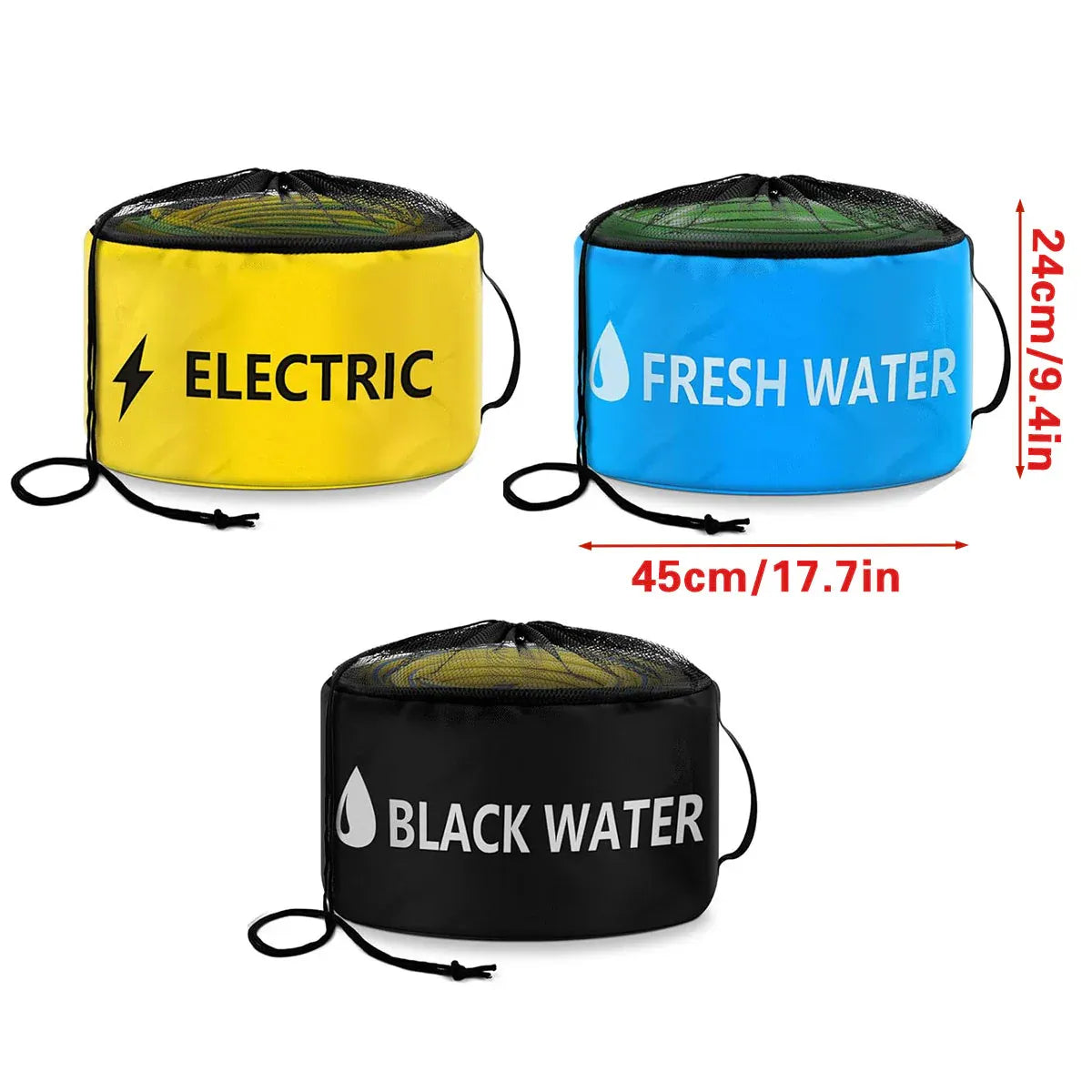 Hose Storage Bag Caravan Camping RV Cable Water Hose Electrical Cords Organizer - Blue