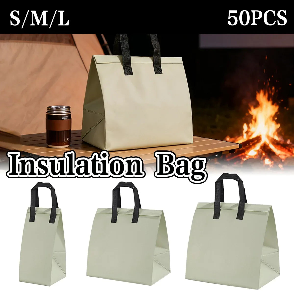50 Pcs Waterproof Insulated Packaging Bags for Hot and Cold Drinks - M