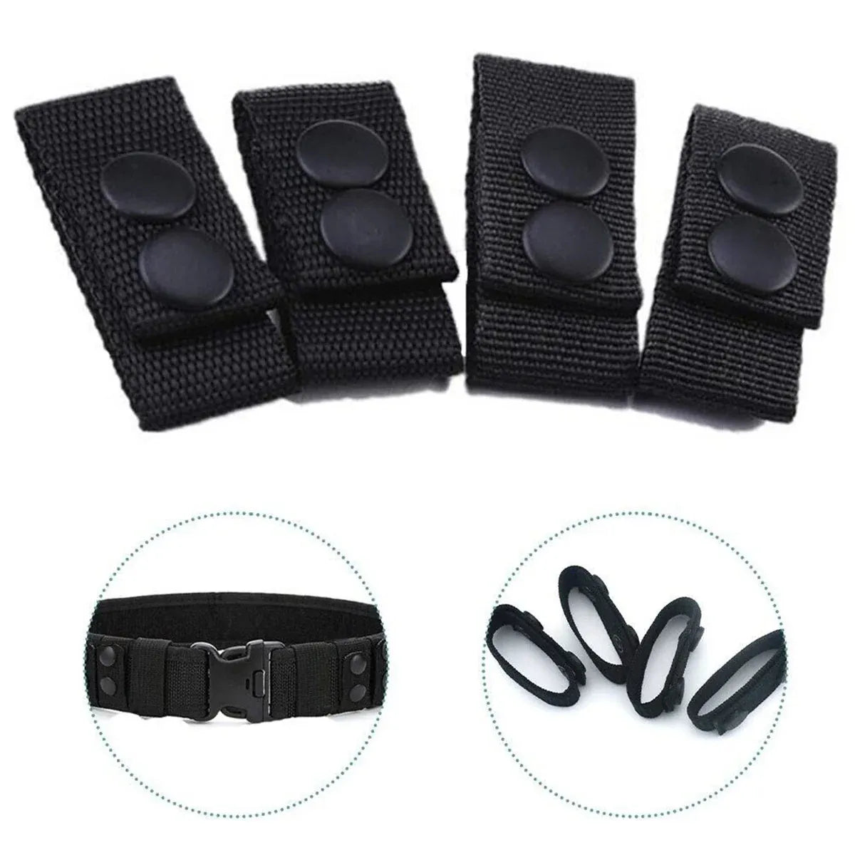 2PCS Outdoor Tactical Belt Loop Snap On Retainer Buckle Clip Holder Hiking Gear - Black