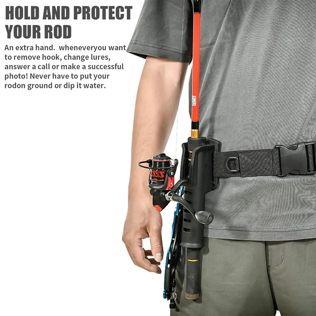Fishing Wading Belt Rod Holder Adjustable Wader Fishing Waist Belt Fly Fishing - Black