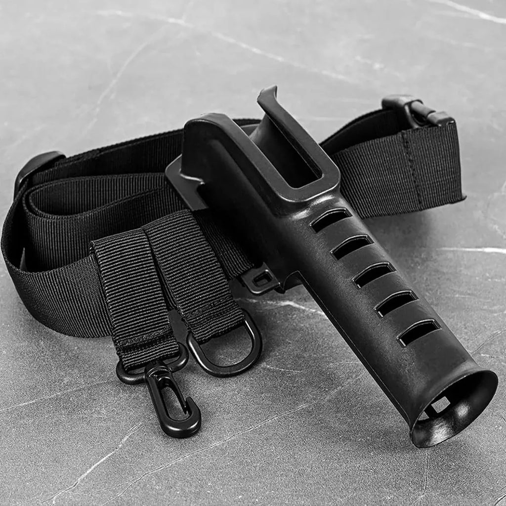 Fishing Wading Belt Rod Holder Adjustable Wader Fishing Waist Belt Fly Fishing - Black