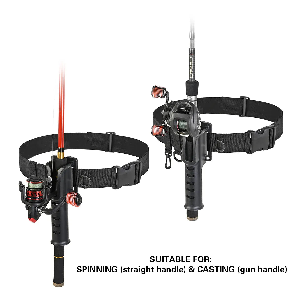 Fishing Wading Belt Rod Holder Adjustable Wader Fishing Waist Belt Fly Fishing - Khaki