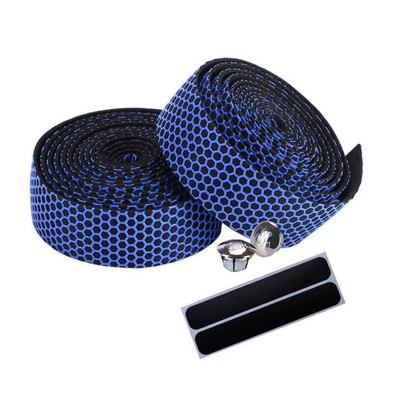 2X Thick Bicycle Handlebar Tape Bar Drop Wrap Mtb Road Bike Anti-Slip Punch - Blue