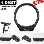 4 Digit Combination Bike Cable Lock Anti Theft for Bicycle Scooter