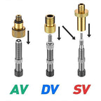 24PCS Bike Valve Adapter Kit Brass Pump Nozzles for Presta AV DV SV Ball Inflator