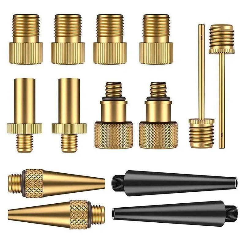 24PCS Bike Valve Adapter Kit Brass Pump Nozzles for Presta AV DV SV Ball Inflator
