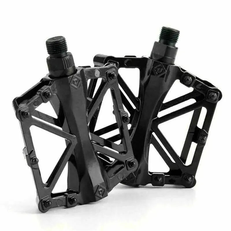 Bike Pedals Alloy Mountain Road MTB Colored Bicycle Nonslip Cycling Pedals 9/16" - Black
