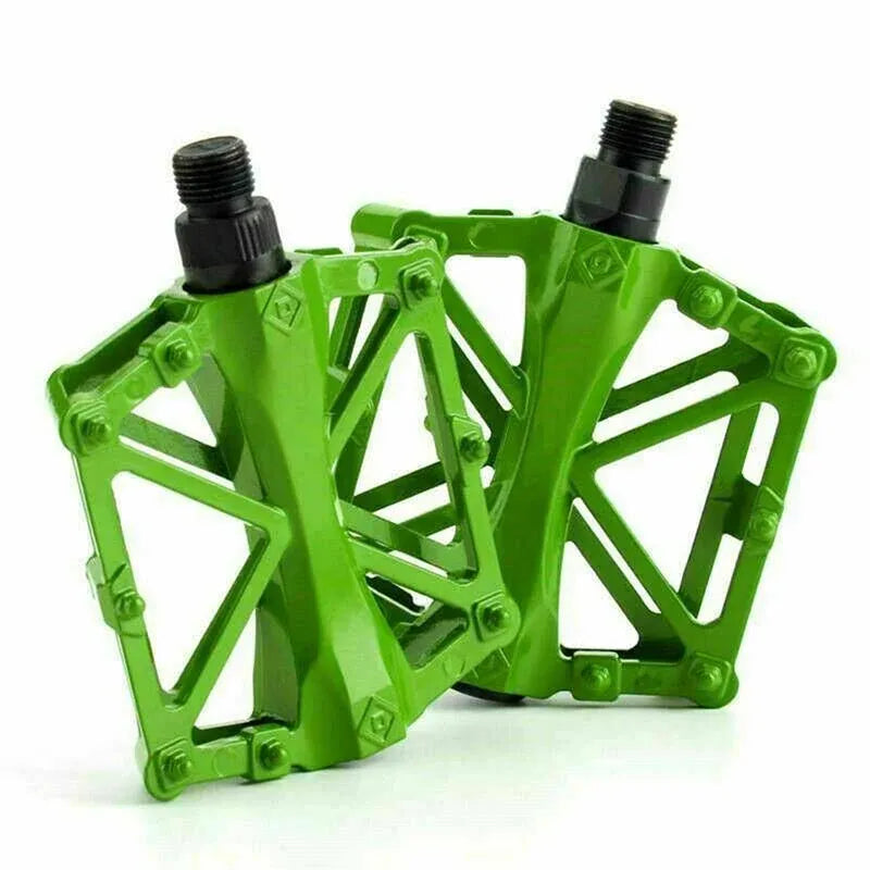 Bike Pedals Alloy Mountain Road MTB Colored Bicycle Nonslip Cycling Pedals 9/16" - Green
