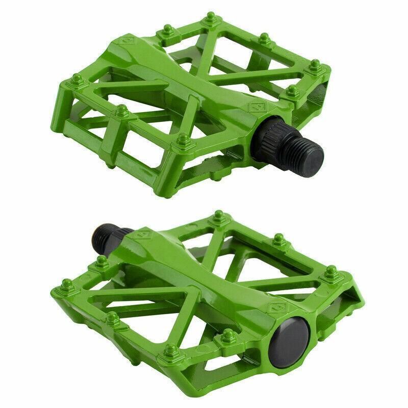 Bike Pedals Alloy Mountain Road MTB Colored Bicycle Nonslip Cycling Pedals 9/16" - Green