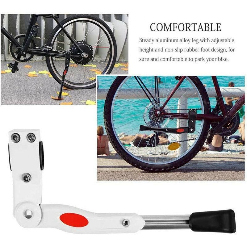 Rear Adjustable Kickstand for Mountain Bicycle Road Bike Parking Support Leg - White