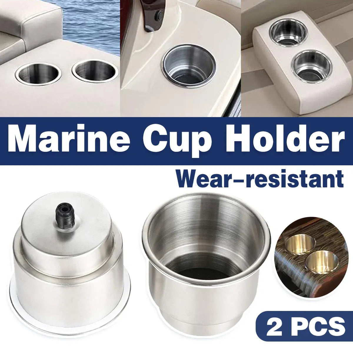 2PCS Boat Cup Holder Yacht Drink Rack Marine Tea Beverage Mount for Watercraft