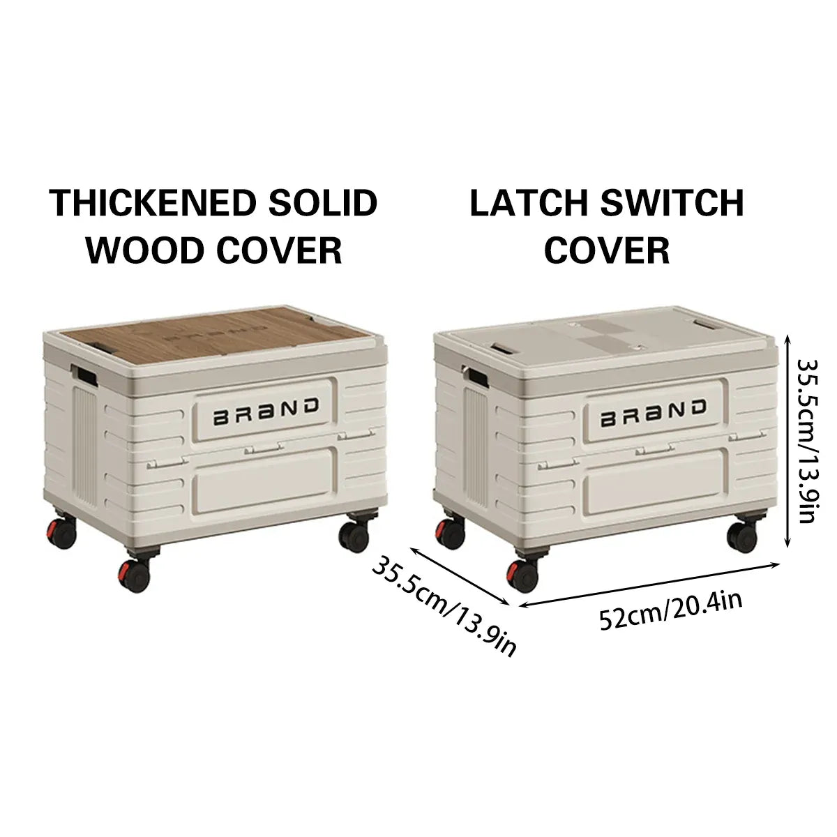 Camping Foldable Storage Box Latch or Wooden Lid Car Boot Tent Outdoor Organiser - Thickened solid wood cover
