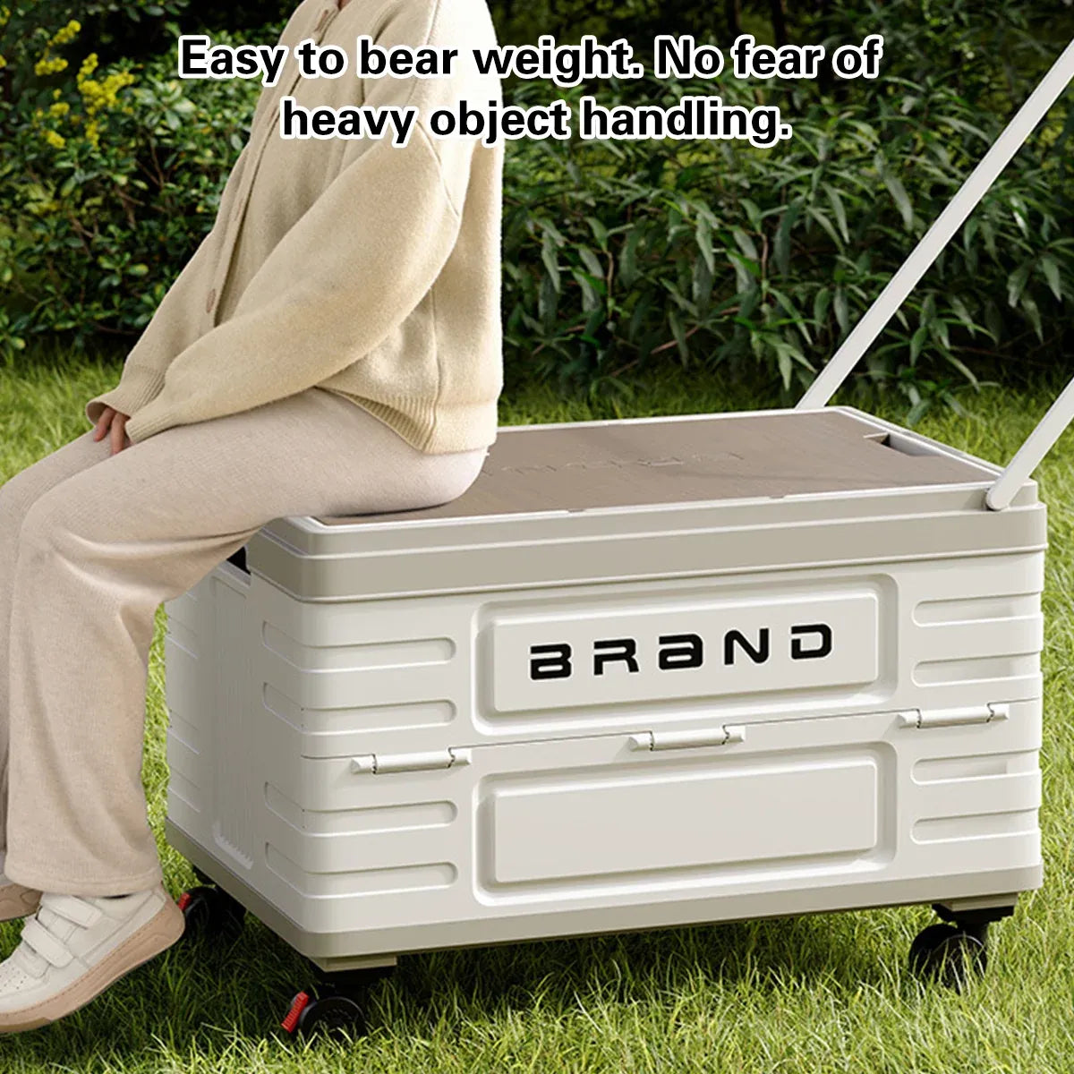 Camping Foldable Storage Box Latch or Wooden Lid Car Boot Tent Outdoor Organiser - Thickened solid wood cover