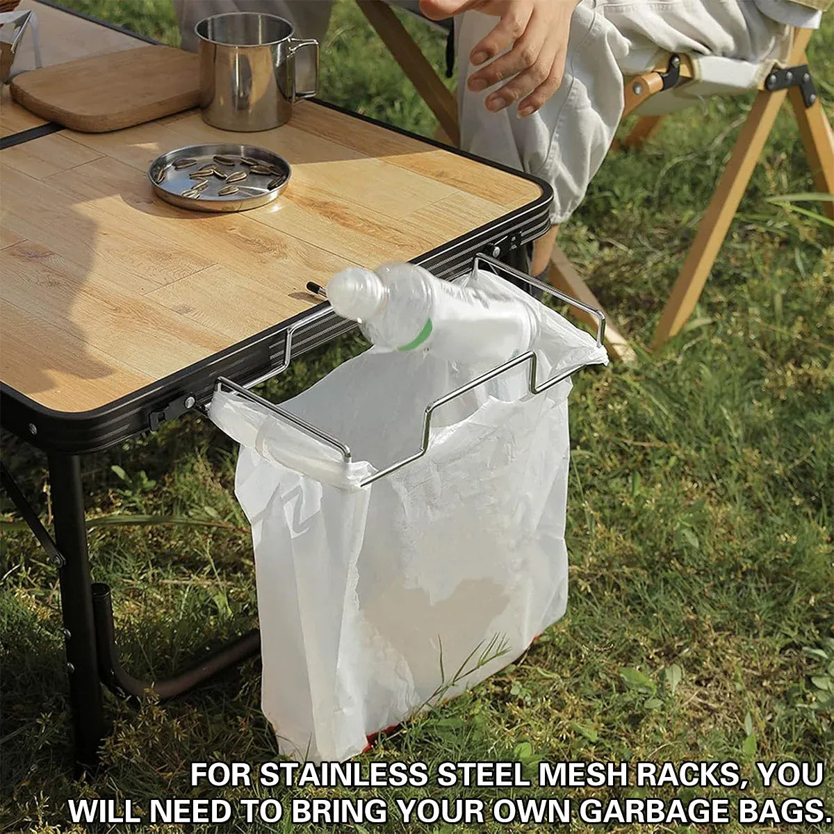 Foldable Stainless Steel Camping Trash Rack Portable