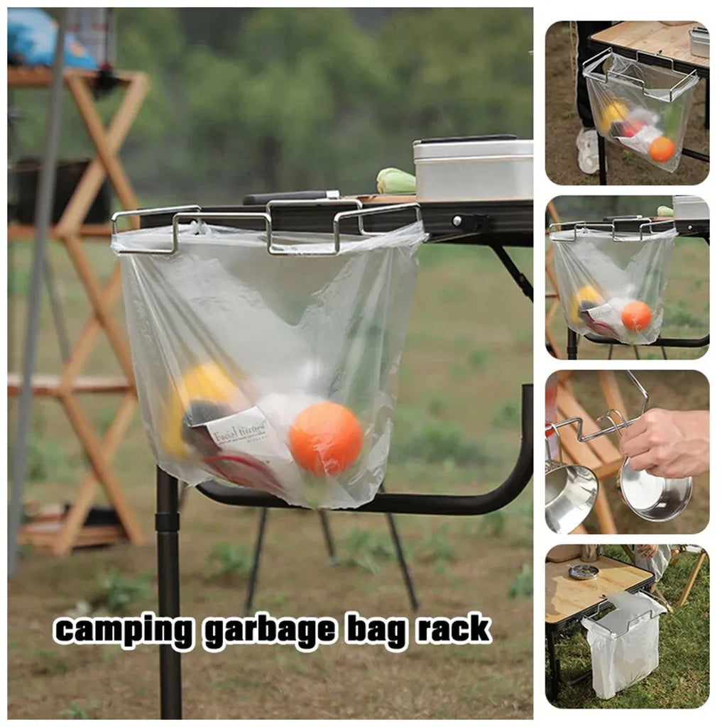 Foldable Stainless Steel Camping Trash Rack Portable