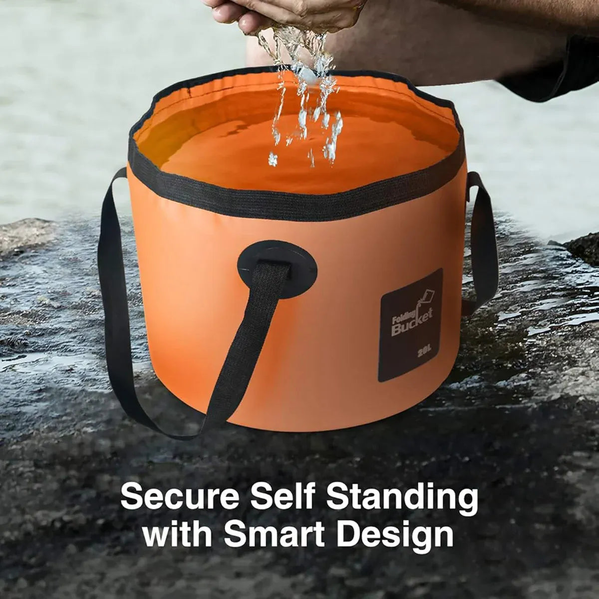 20L Portable Folding Bucket Water Container Camping Hiking Fishing Water Storage - Blue