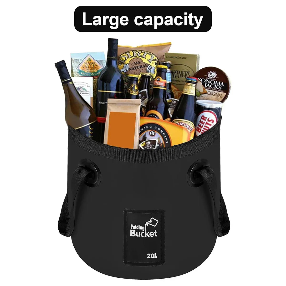 20L Portable Folding Bucket Water Container Camping Hiking Fishing Water Storage - Blue